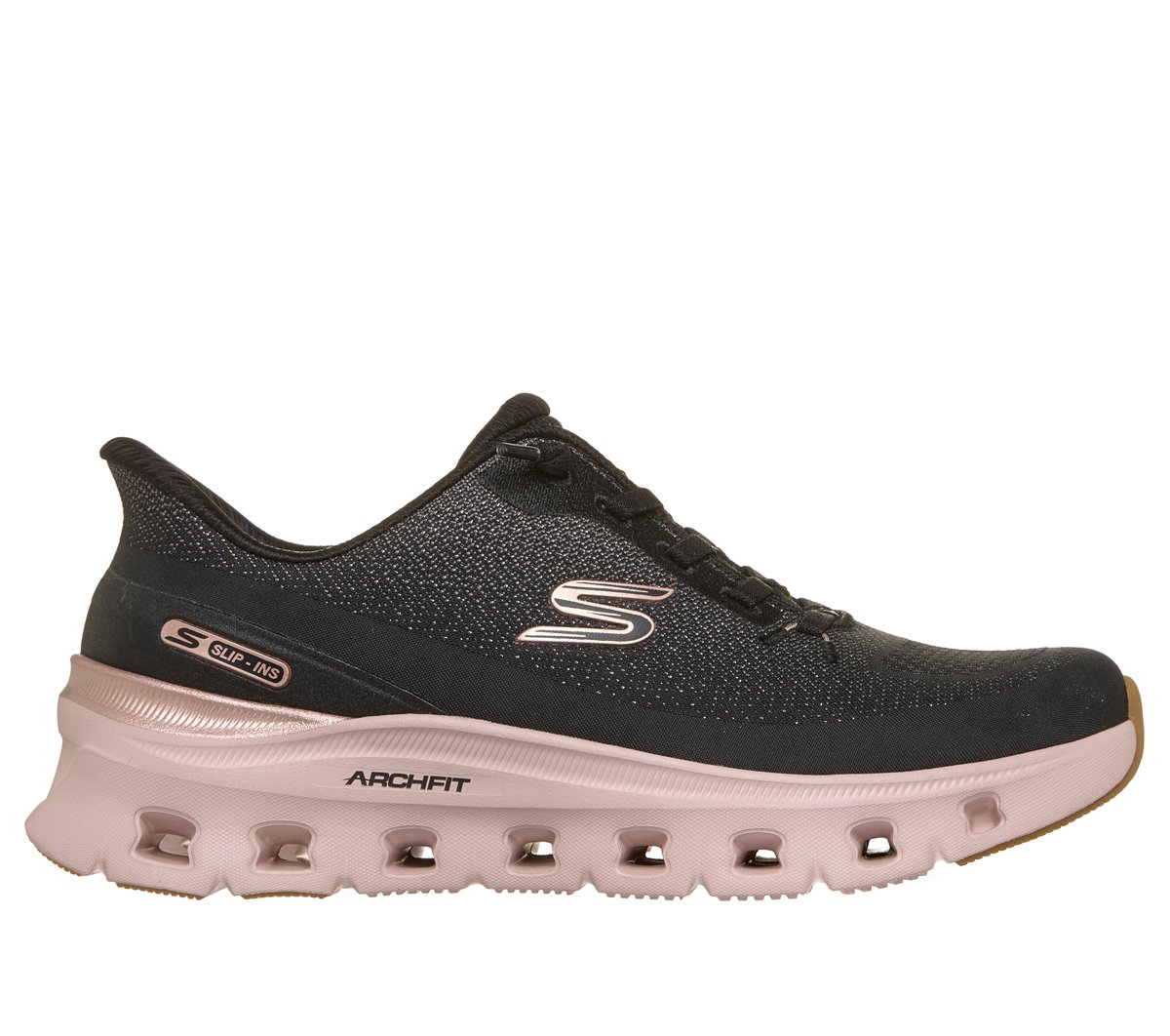 Skechers Skechers Women's Slip-ins: Arch Fit Glide-Step Pro - Golden Pace Sneaker in Black/Rose Gold, Size 7 | Textile/Synthetic, Vegan, Machine Washable