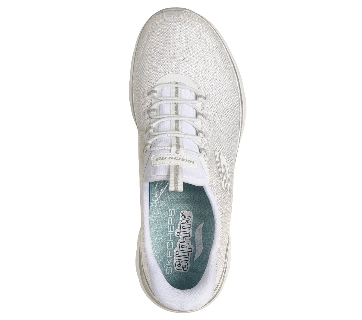 Skechers Donna Slip-Ins: Arch Fit Summits - Diamond Grace Sneaker In Bianco/Argento, Taglia 37.5, Vegan, Lavabile In Lavatrice - 2