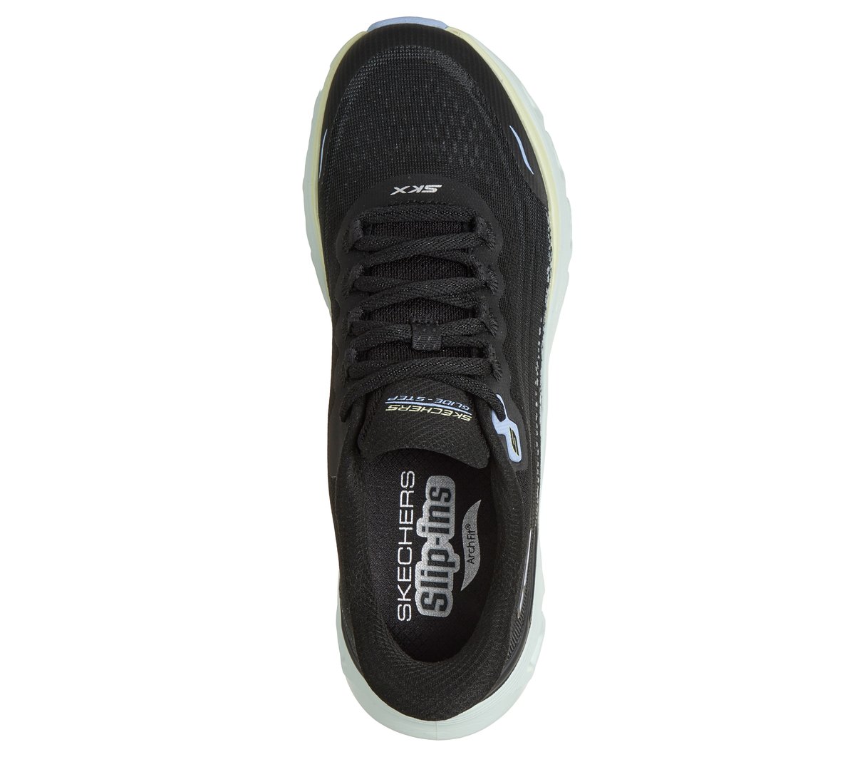 Skechers Slip-ins: Arch Fit Glide-Step Wave Chaussures Moyen Width en Noir/Turquoise, Vegan, Lavable en machine