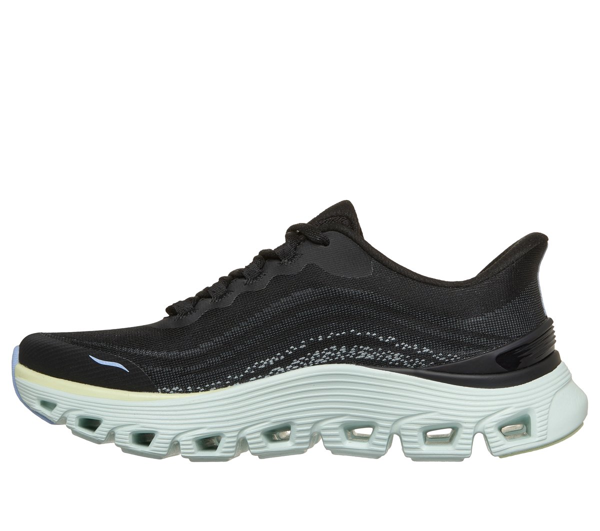 Skechers Slip-ins: Arch Fit Glide-Step Wave Chaussures Moyen Width en Noir/Turquoise, Vegan, Lavable en machine