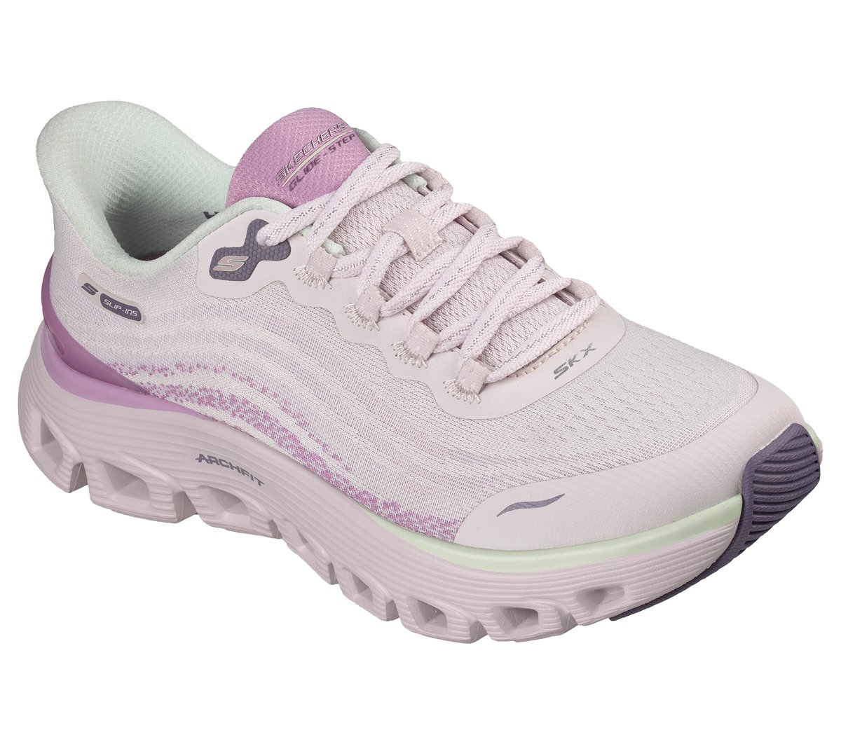 Skechers Slip-ins: Arch Fit Glide-Step Wave Chaussures Moyen Width en Lavande, Vegan, Lavable en machine