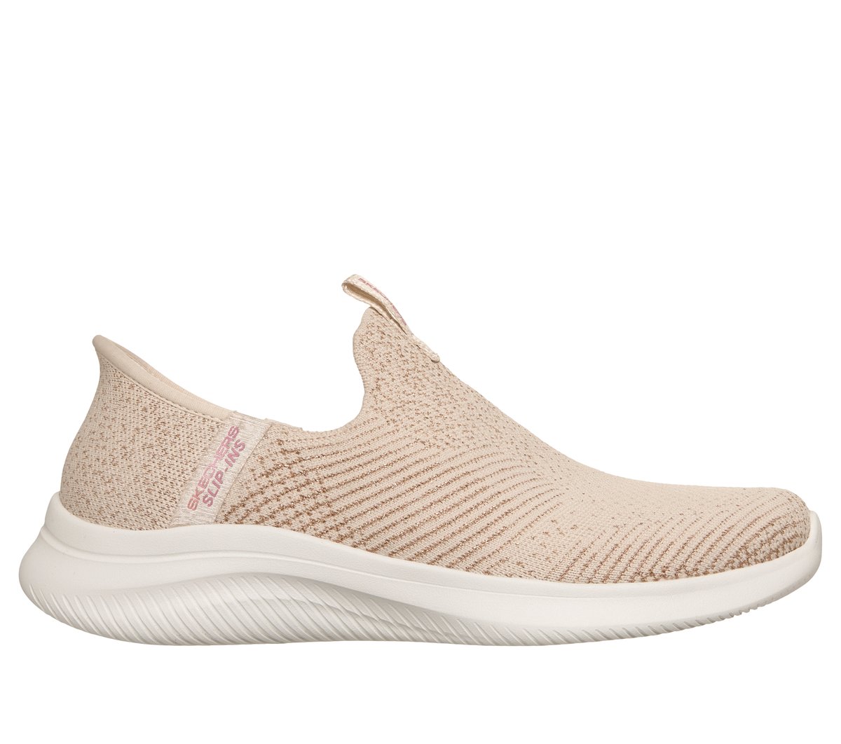 Skechers Slip-ins: Ultra Flex 4.0 - Midnight Sparkle en Natural/Oro, talla 36, Vegan