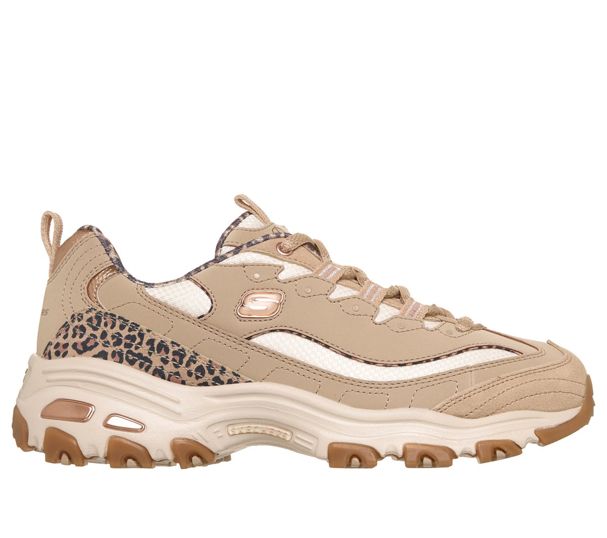Skechers Skechers Women's D'Lites - Wild Charm Sneaker in Taupe, Size 6.5 | Synthetic/Leather/Textile