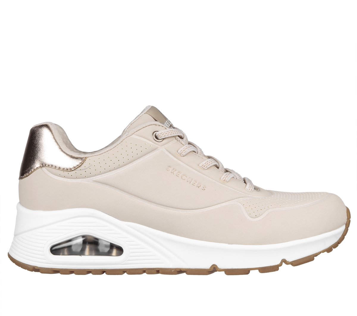 Skechers Uno - Shimmer Away Sneaker in Nature Brown/Gray, Größe 38