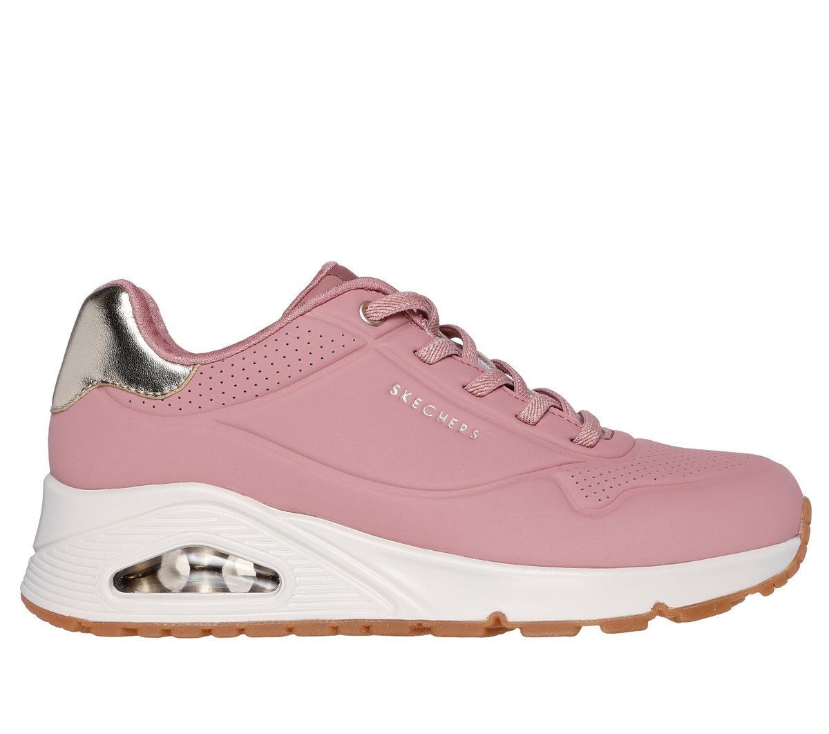 Skechers Women's UNO - Shimmer Away Sneaker in Rose, Size 7