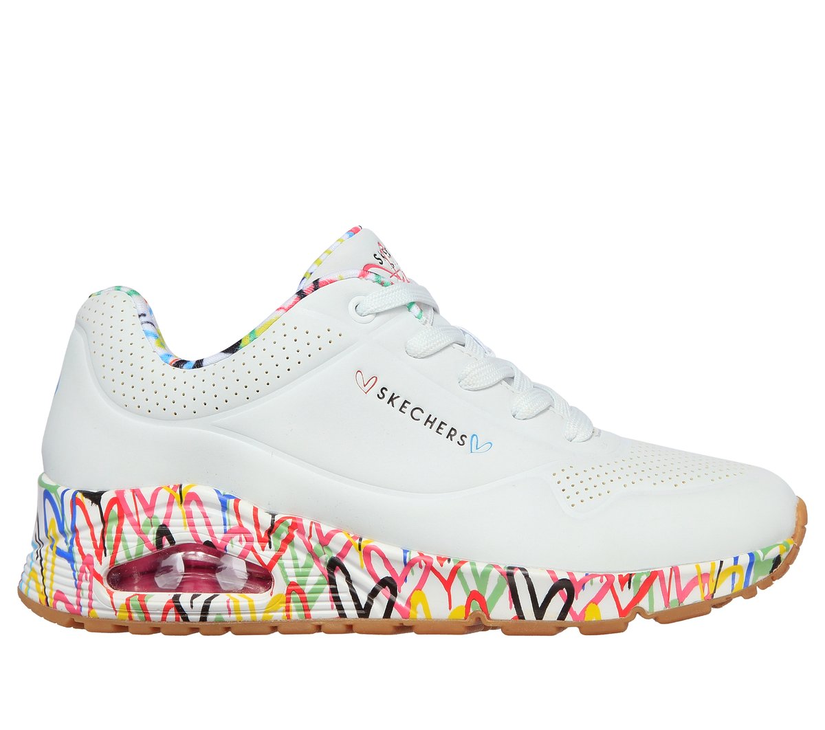 Skechers Women’s x JGoldcrown: Uno - Loving Love Sneaker in White, Size 6 | Synthetic/Textile