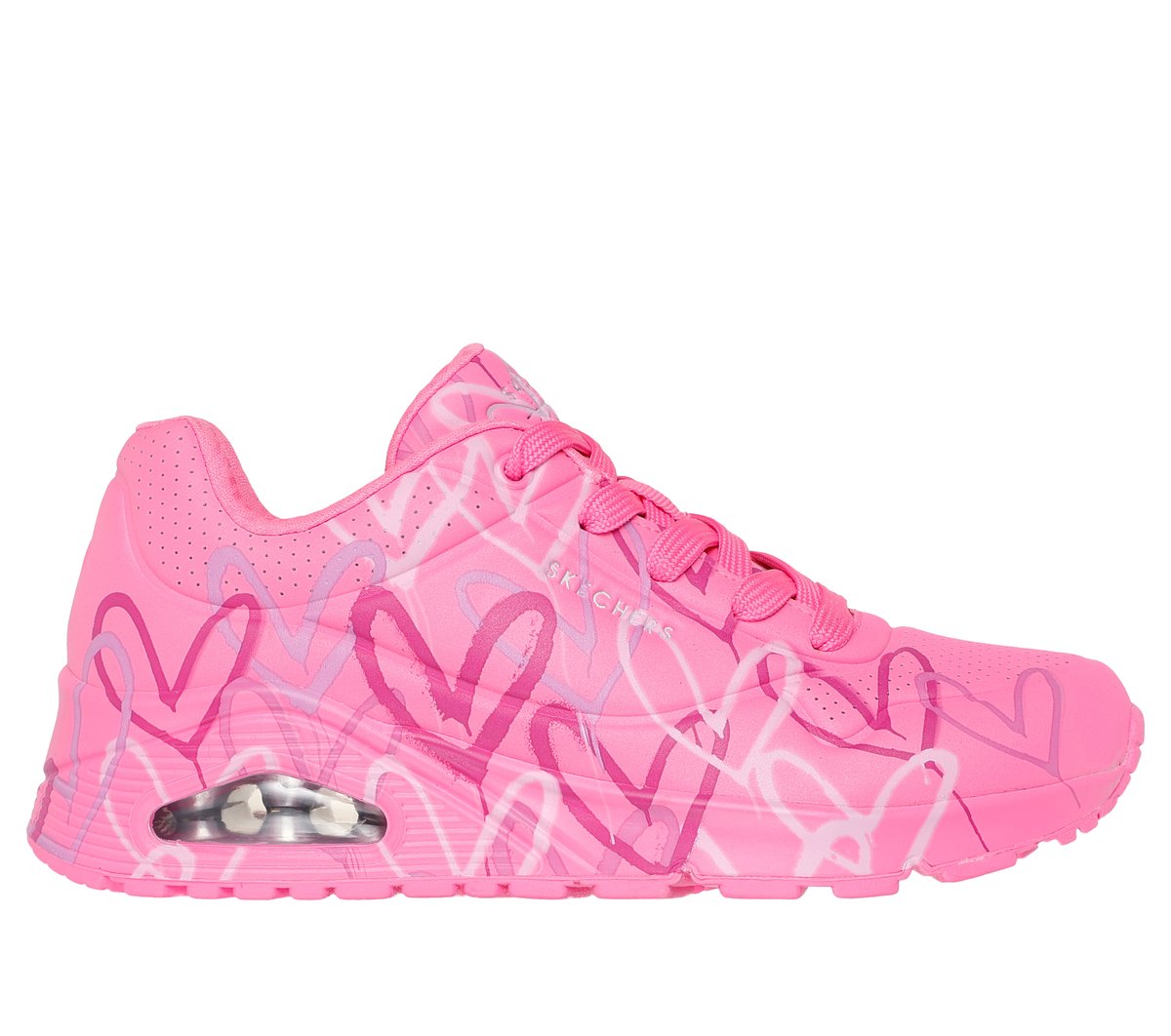 Skechers x JGoldcrown: UNO - Spread the Love en Rosa Caliente, talla 42
