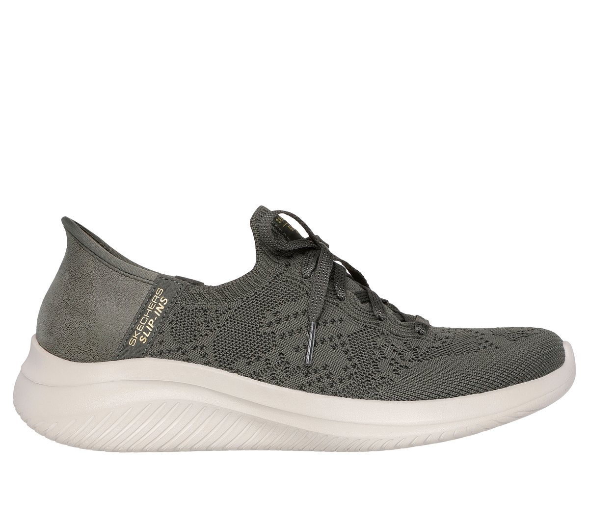 Skechers Donna Slip-ins Martha Stewart: Ultra Flex 3.0 - Back On Track Sneaker in Oliva, Taglia 37.5, Vegan - 158911