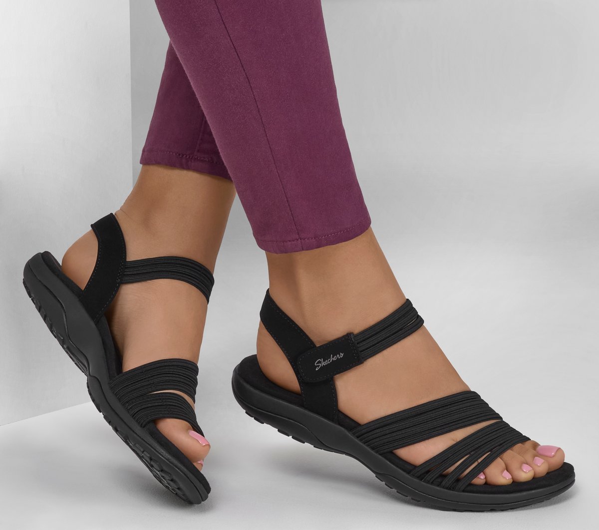 Skechers Donna Reggae Slim - Coffee Run Sandali In Nero, Taglia 41, Vegan, Lavabile In Lavatrice - 2