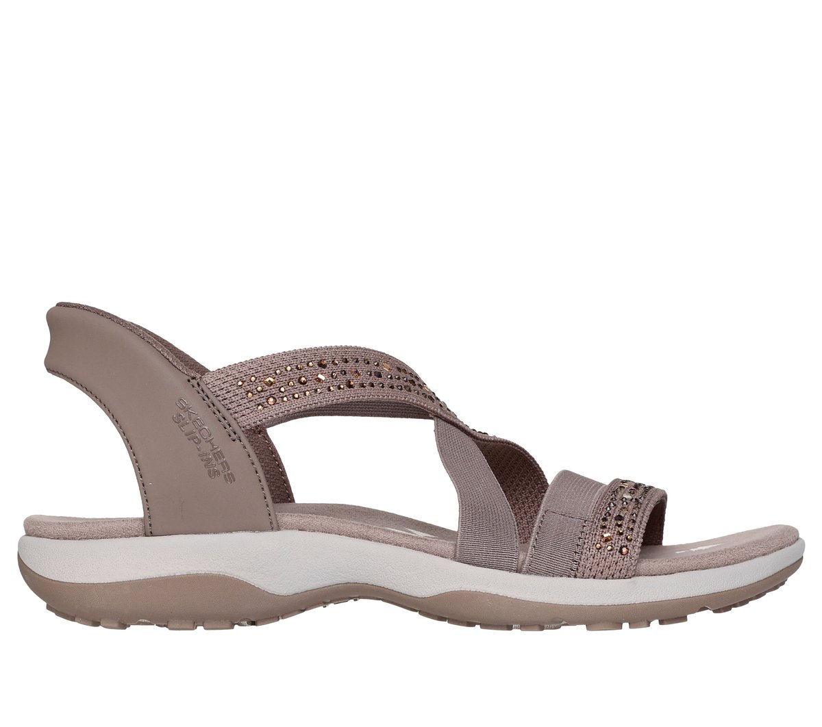 Skechers Slip-ins: Reggae Slim - Summer Sparkle en Mocha, talla 36, Vegan