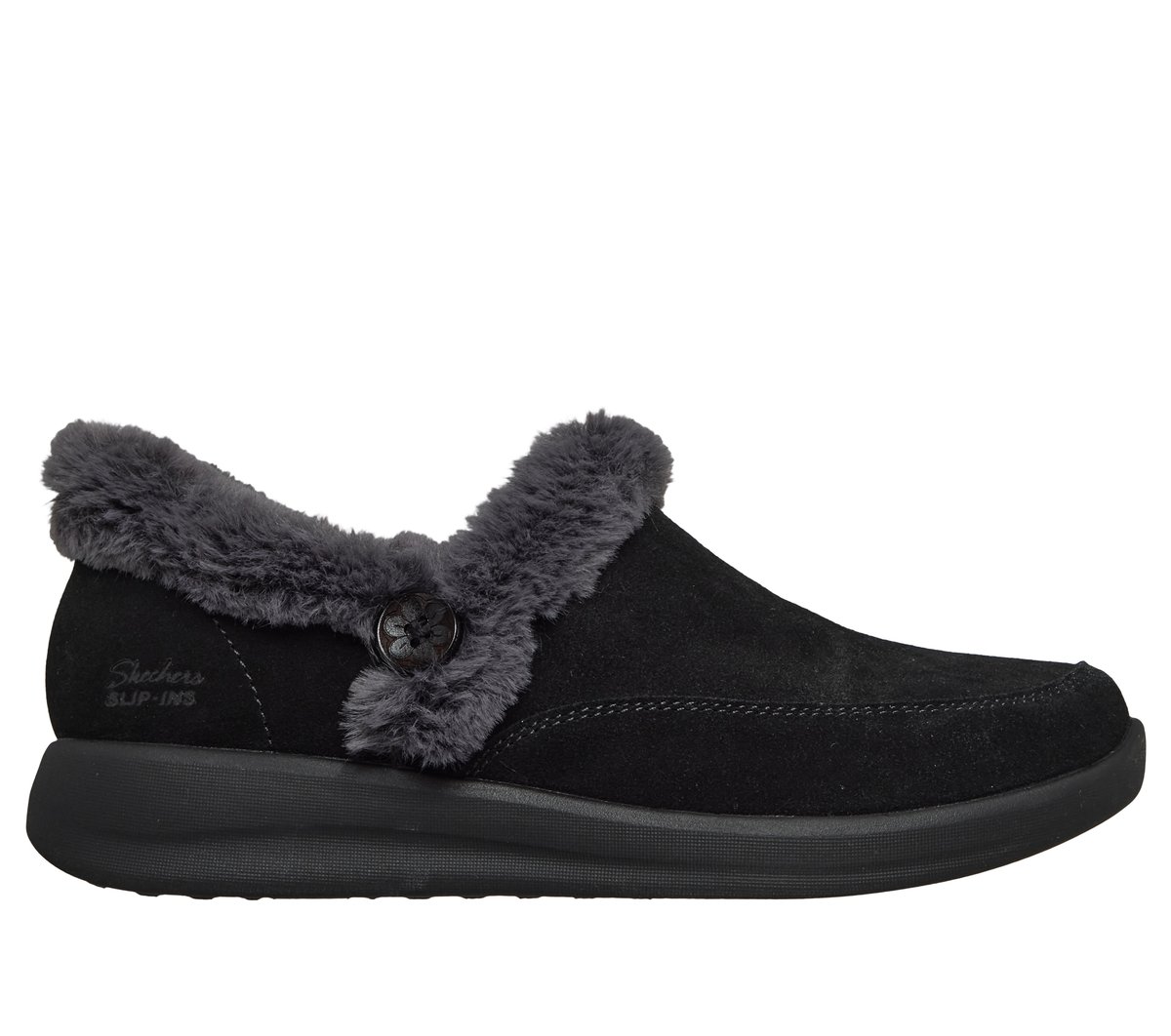 Skechers Skechers Women's Slip-ins Relaxed Fit: Cosy Escape - Frosty Bliss Slipper in Black, Size 6 | Leather/Textile