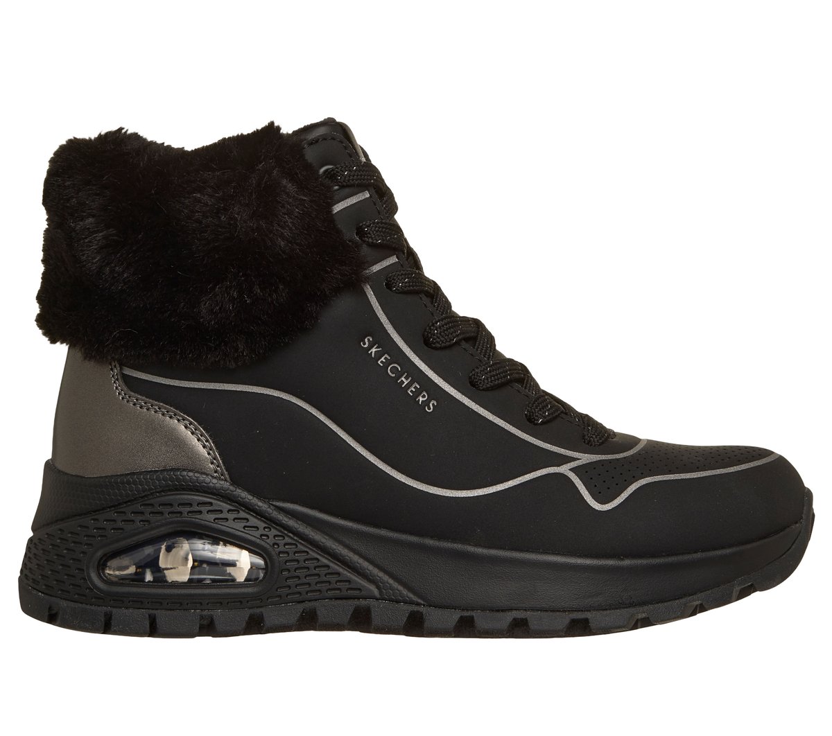 Skechers UNO Rugged - Fall Shimmer en Negro/Peltre, talla 37