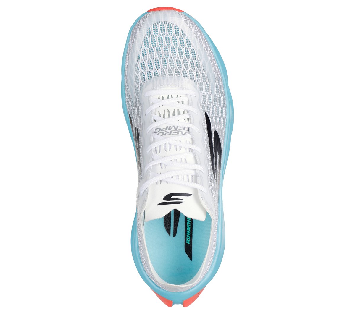 Skechers Aero Tempo Moyen Width en Blanc/Turquoise, Vegan, Hyper Burst