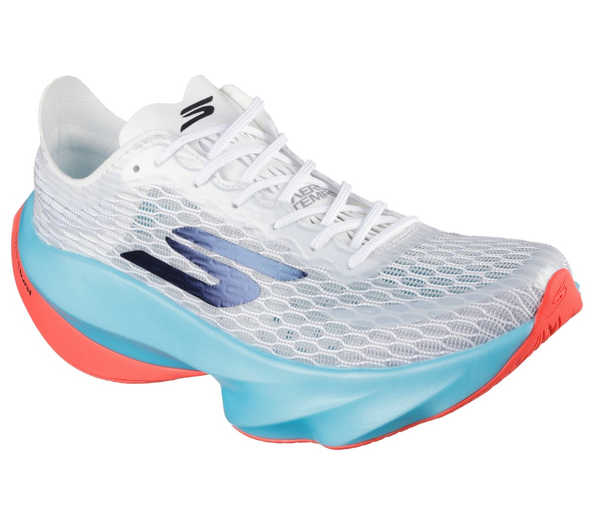 Skechers Aero Tempo Moyen Width en Blanc/Turquoise, Vegan, Hyper Burst