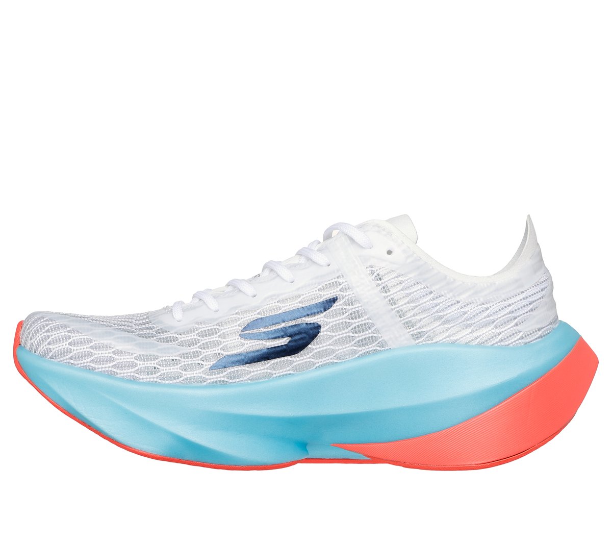 Skechers Aero Tempo Moyen Width en Blanc/Turquoise, Vegan, Hyper Burst