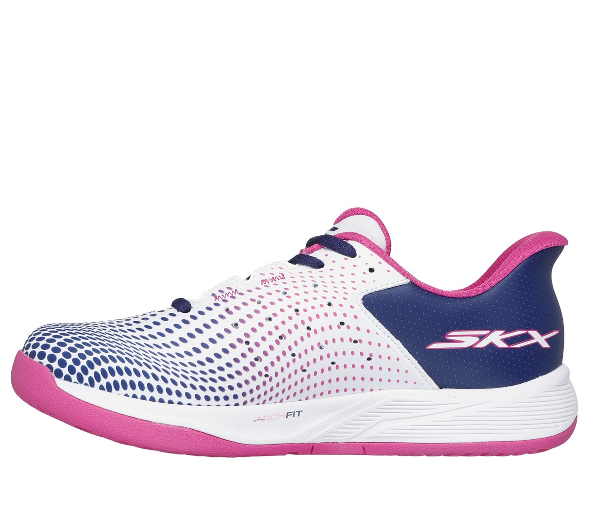 Skechers Slip-ins Relaxed Fit: Viper Court Reload Moyen Width en Blanc/Bleu Marine, Vegan, Lavable en machine , Arch Fit