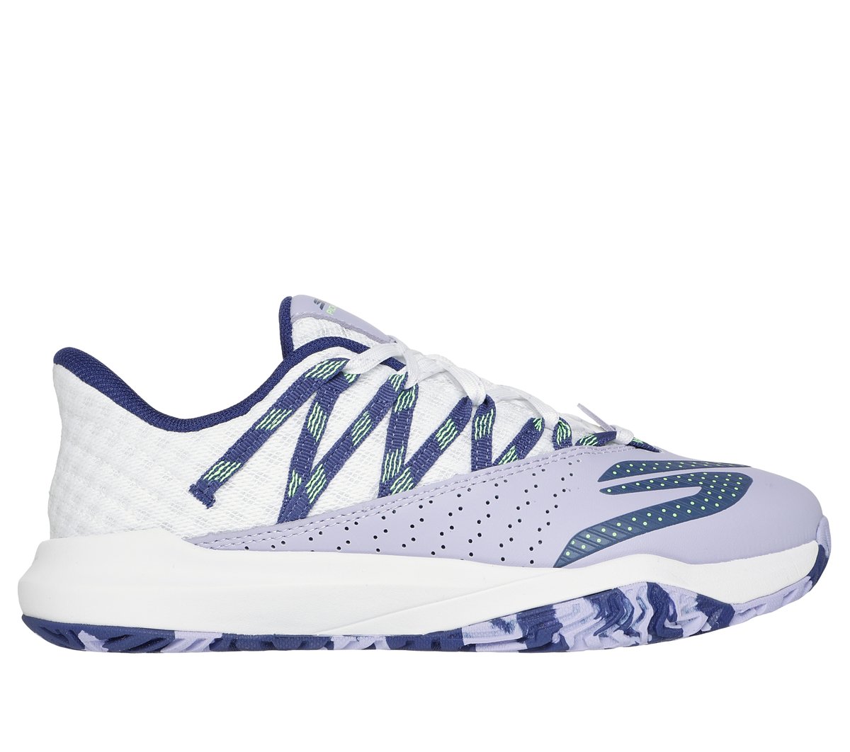 Skechers Relaxed Fit: Viper Court Rally en Blanco/Morado, talla 37.5