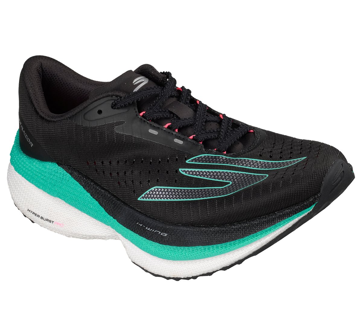 Skechers Aero Razor Moyen Width en Noir, Vegan, Lavable en machine , Arch Fit, Hyper Burst