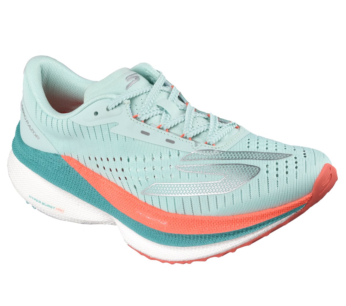 Skechers Aero Razor Moyen Width en Turquoise/Corail, Vegan, Lavable en machine , Arch Fit, Hyper Burst
