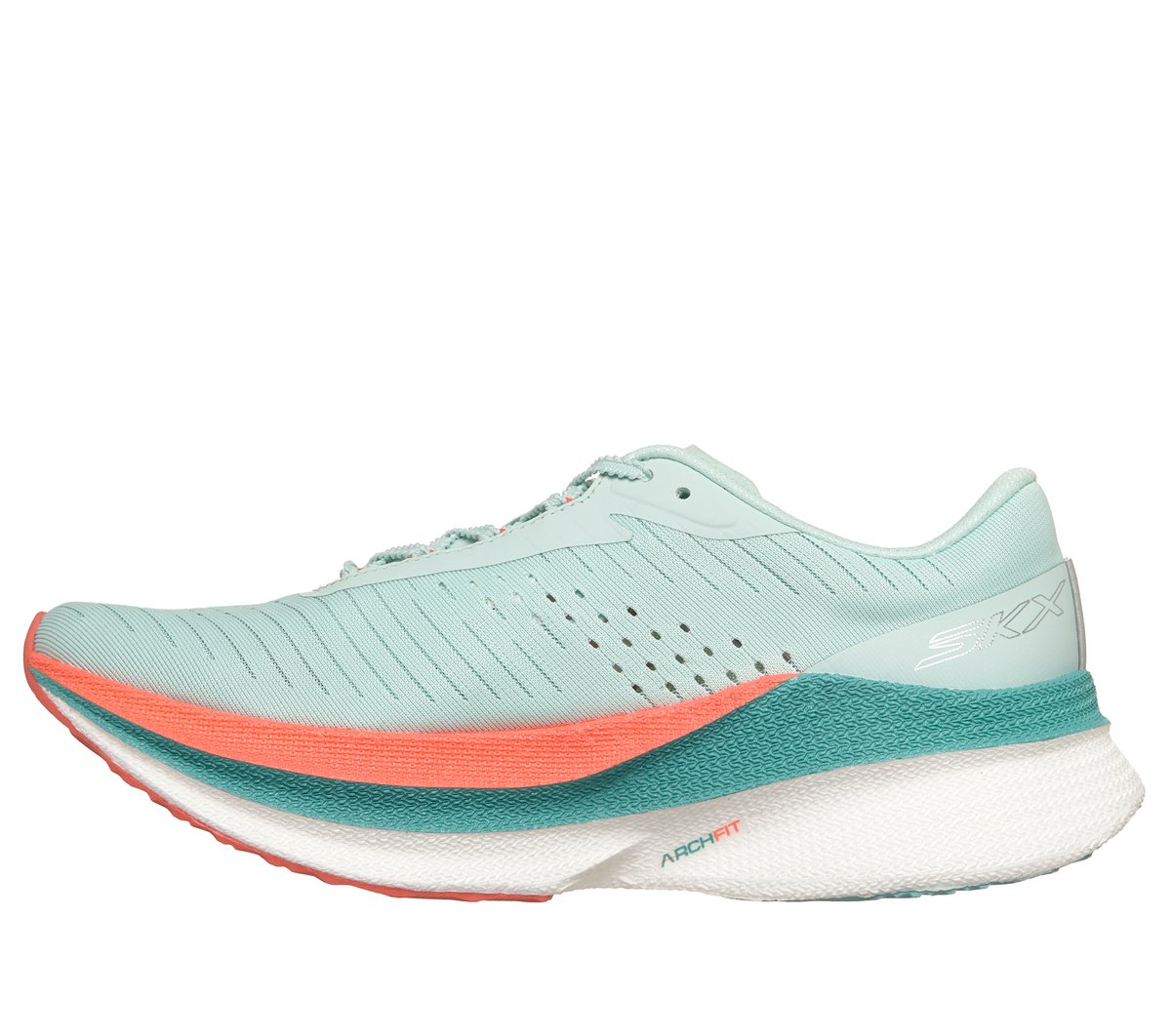 Skechers Aero Razor Moyen Width en Turquoise/Corail, Vegan, Lavable en machine , Arch Fit, Hyper Burst