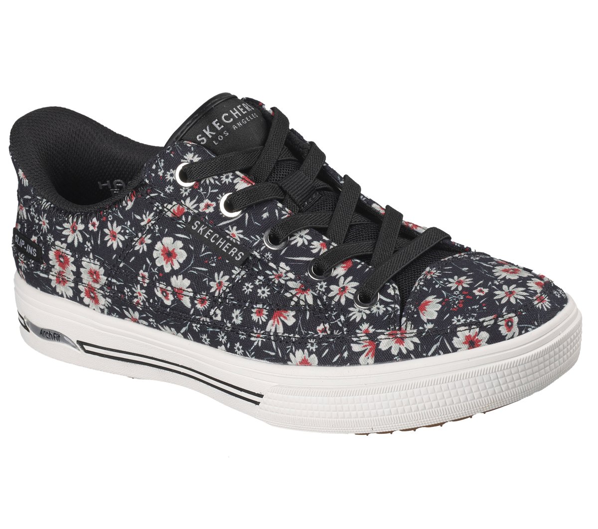 Skechers Slip-ins: Arch Fit Arcade - Wild Nite Chaussures Moyen Width en Noir/Rouge, Vegan, Lavable en machine