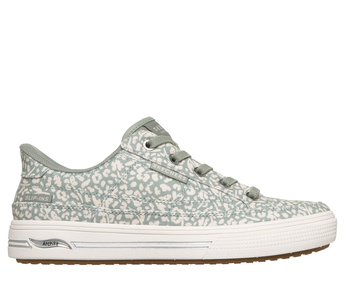 Skechers Slip-ins: Arch Fit Arcade - Wild Nite en Salvia, talla 36, Vegan