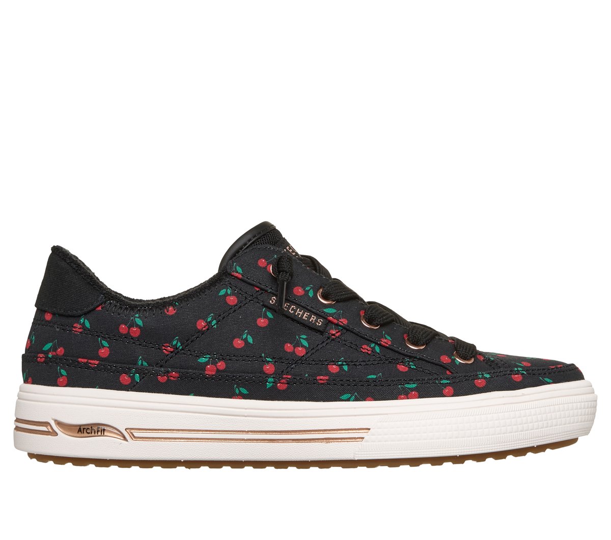 Skechers Arch Fit Arcade - Flowa Powa en Negro/Rojo, talla 36, Vegan