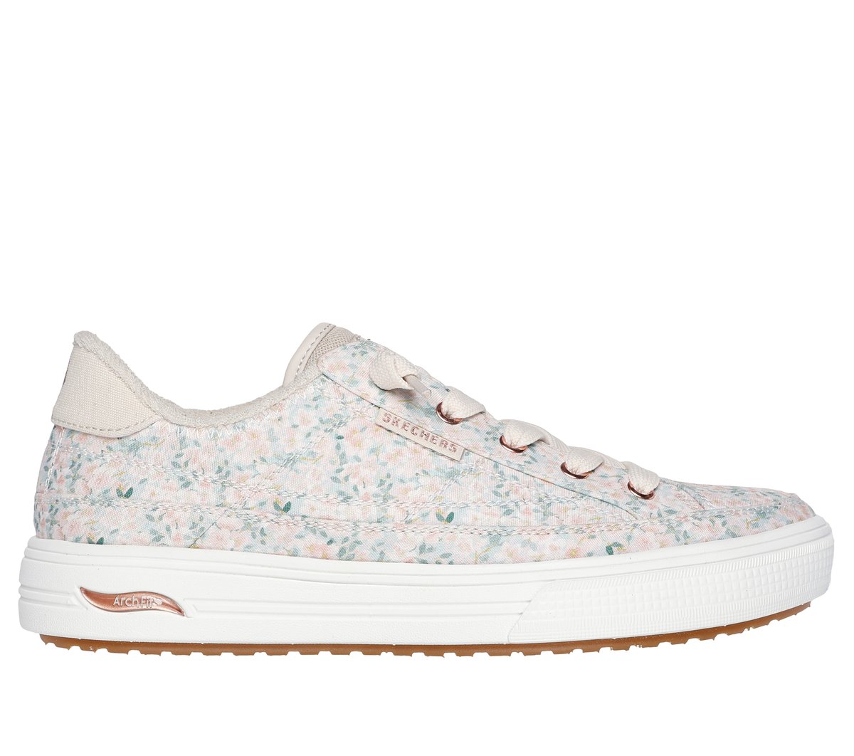 Skechers Women's Off White Arch Fit Arcade - Flowa Powa Sneaker In Size 4 | Textile, Vegan, Machine Washable