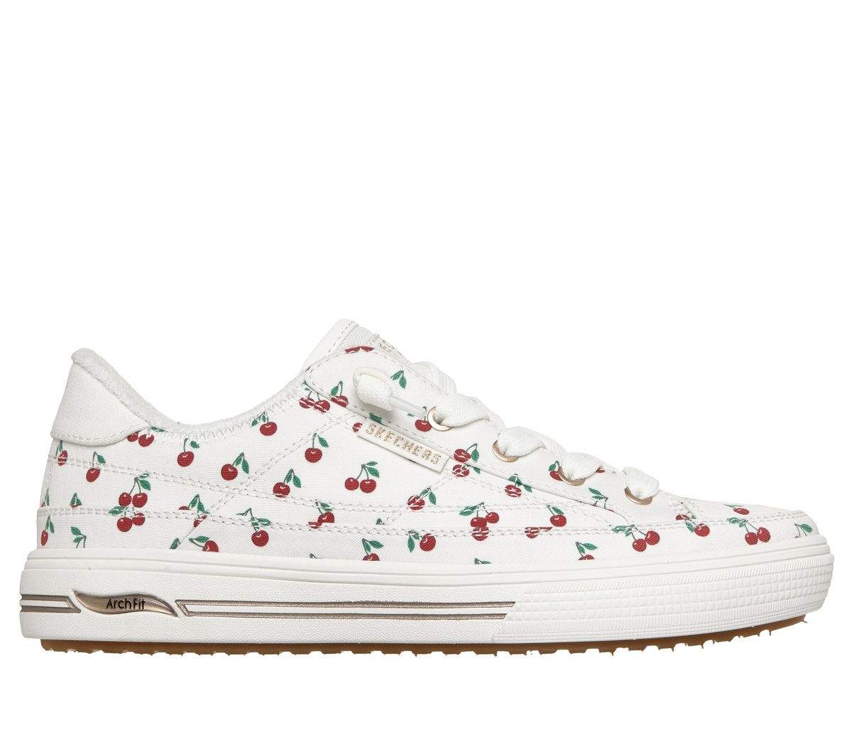 Skechers Arch Fit Arcade - Flowa Powa en Blanco/Rojo, talla 35, Vegan