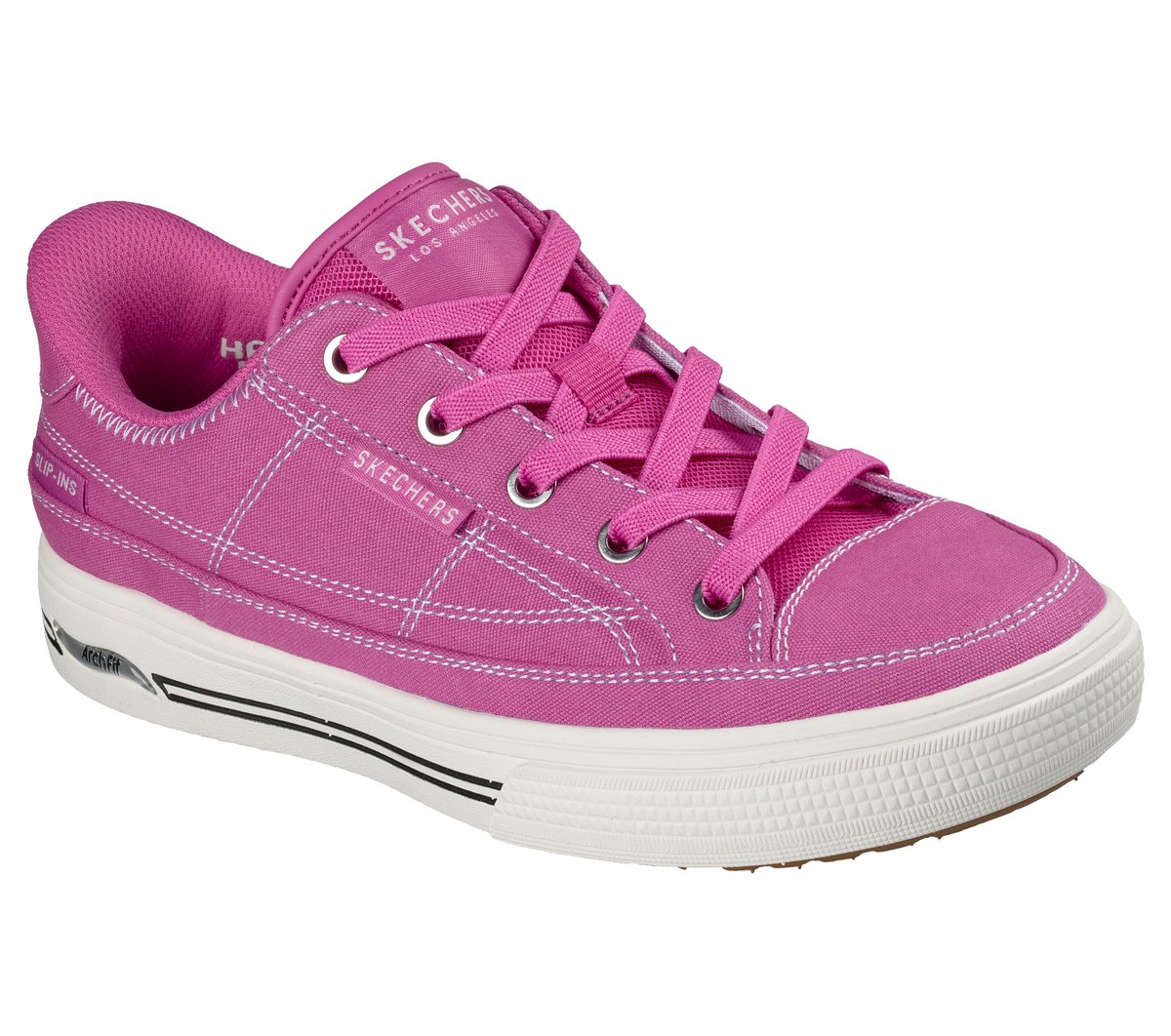 Skechers Slip-ins: Arch Fit Arcade - See Ya There Chaussures Moyen Width en Rose Fluo, Vegan, Lavable en machine