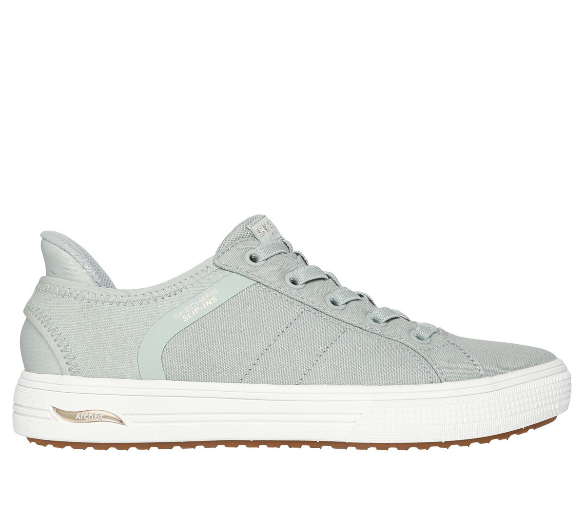 Skechers Skechers Women's Slip-ins: Arch Fit Arcade - Forever Cosy Sneaker in Sage, Size 3.5 | Textile/Synthetic, Vegan, Machine Washable