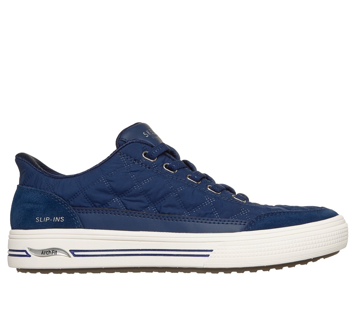 Skechers Skechers Women's Slip-ins: Arch Fit Arcade - Cosy Fit Cuddle Steps Sneaker in Navy Blue, Size 10 | Textile/Leather/Synthetic