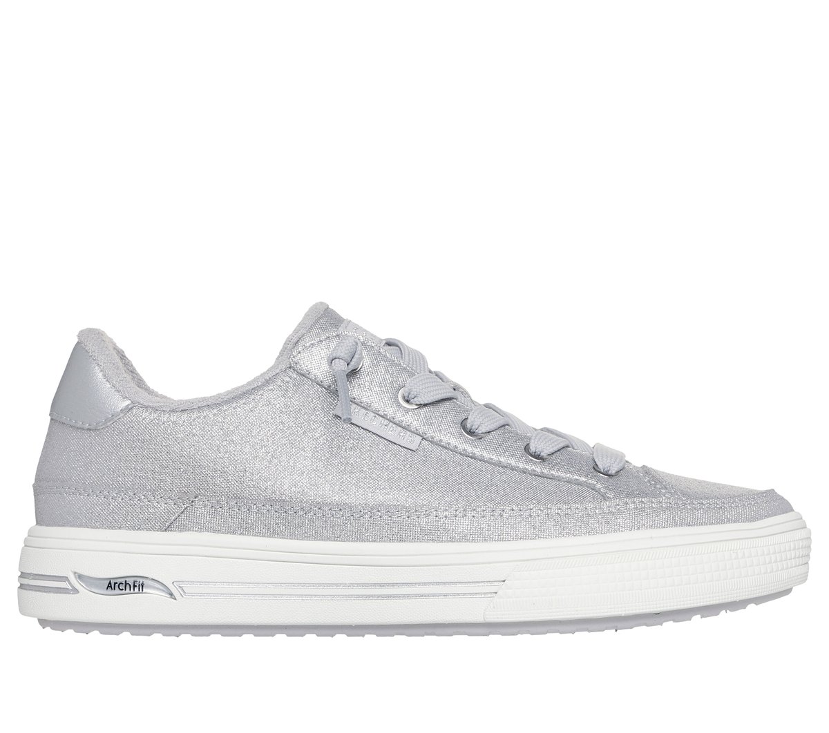 Skechers Arch Fit Arcade - Glimmer Nite en Plata, talla 37.5, Vegan