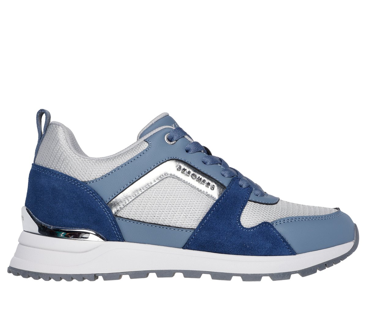 Skechers Runway - Posh Gal en Navy/Plata, talla 39.5