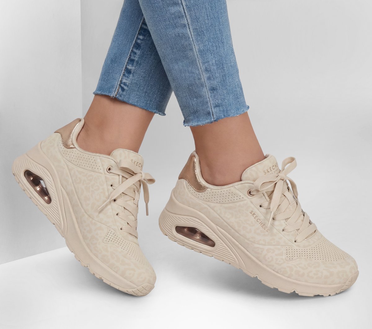 Skechers Donna Uno Wedge - Safari Daze In Bianco, Taglia 35, Vegan - 2