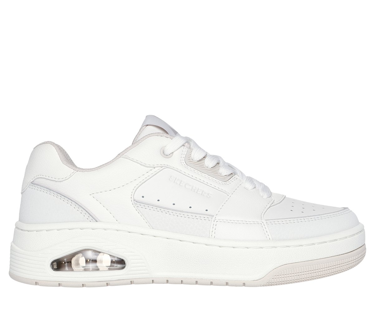 Skechers Women's White Uno Court - Courted Style Sneaker In Size 6 | Leather/Synthetic/Textile