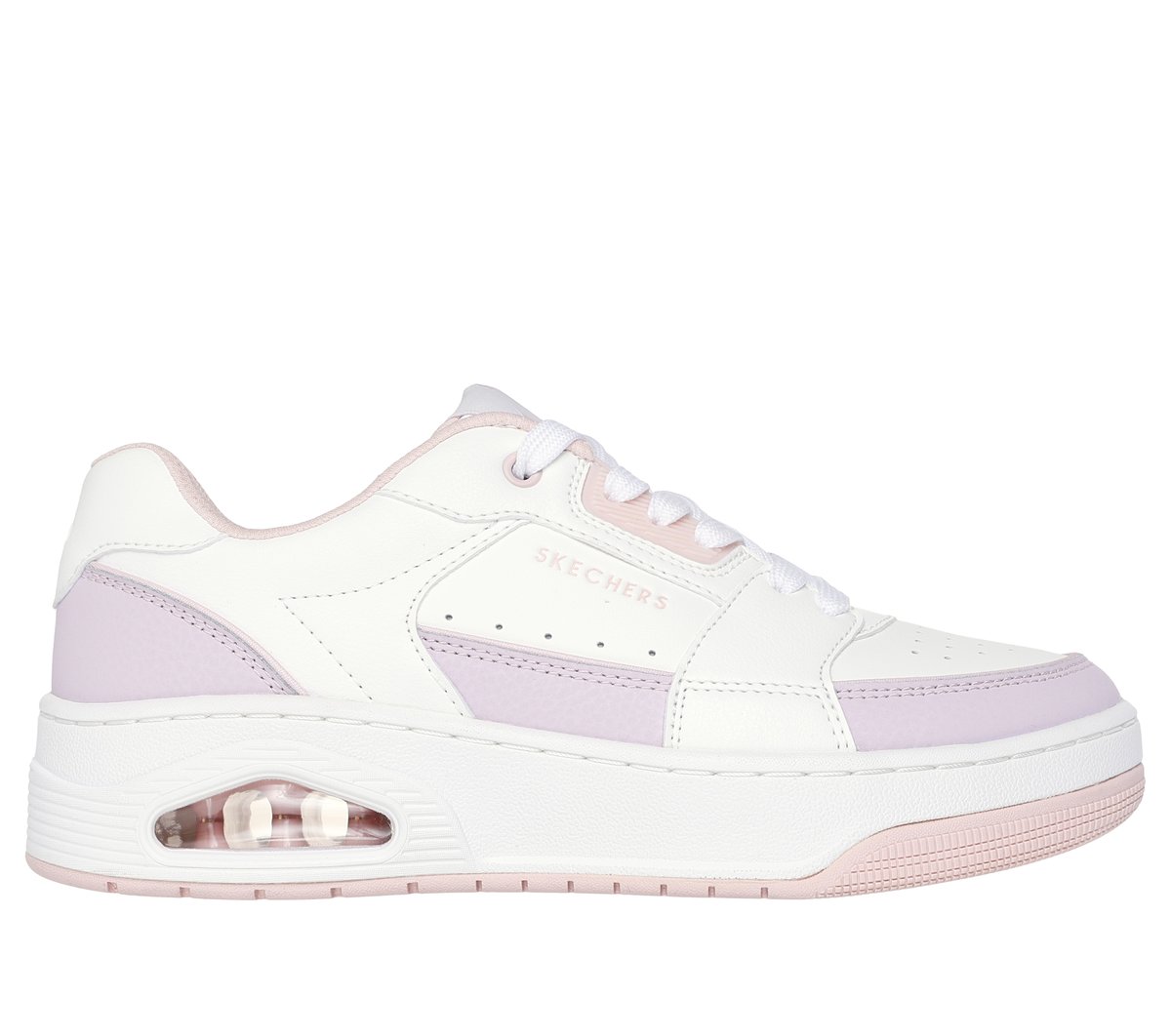 Skechers Uno Court - Courted Style en Blanco/Lavanda/Rosa, talla 38