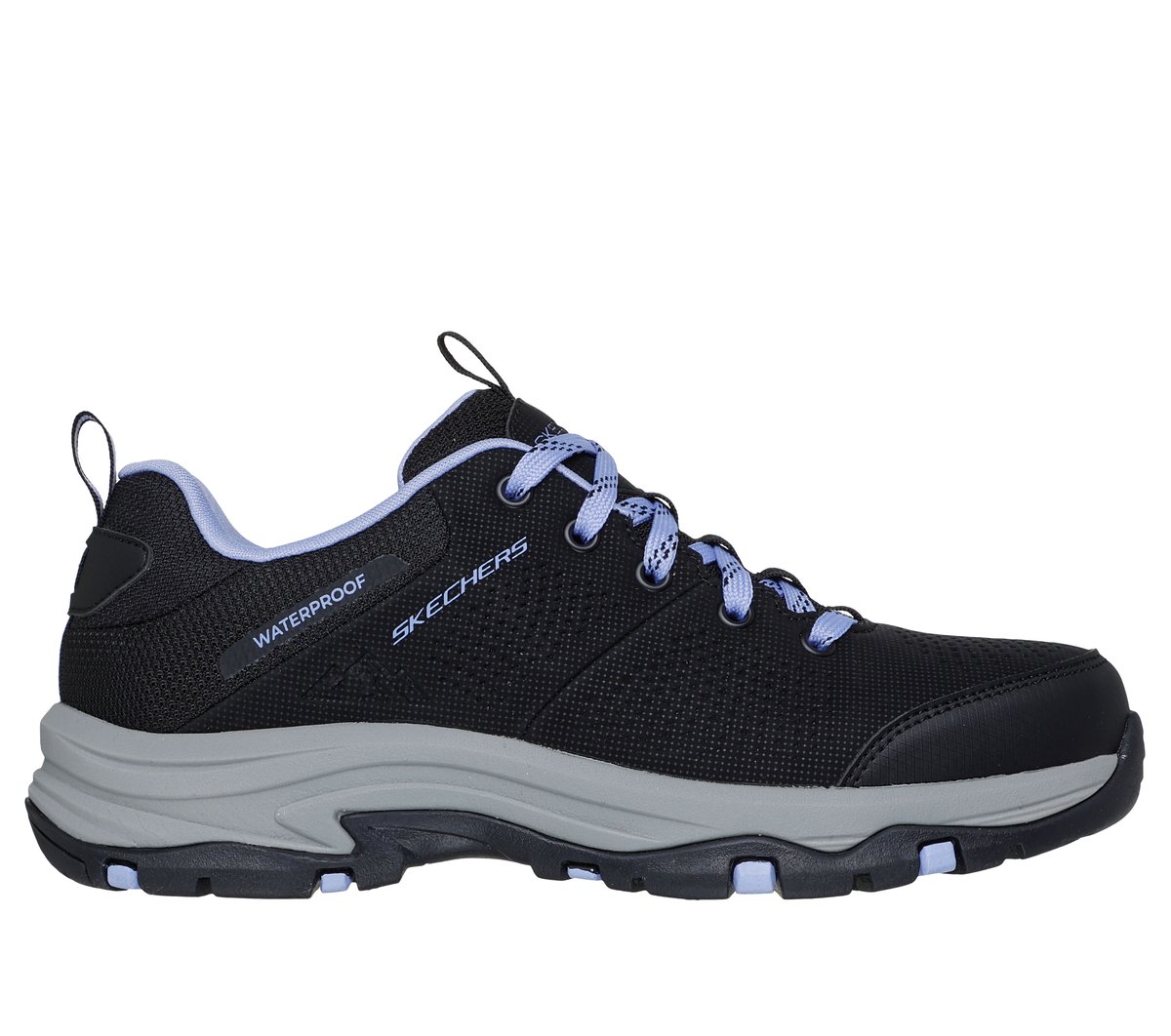 Skechers Waterproof Relaxed Fit: Trego - Trail Destiny en Negro/Morado, talla 36.5