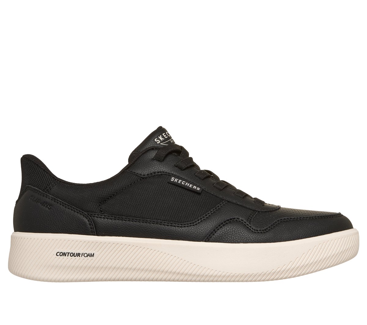 Skechers Men's Black Slip-Ins: Arch Fit Court Break - Komfortabel Sneaker In Size 9.5 | Synthetic/Textile, Machine Washable