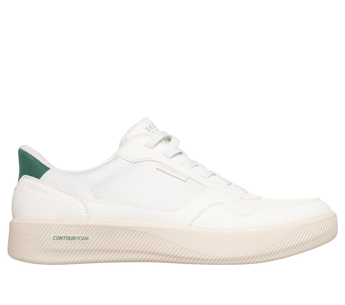 Skechers Men's White,Green Slip-Ins: Arch Fit Court Break - Komfortabel Sneaker In White/Green, Size 6.5 | Synthetic/Textile, Machine Washable