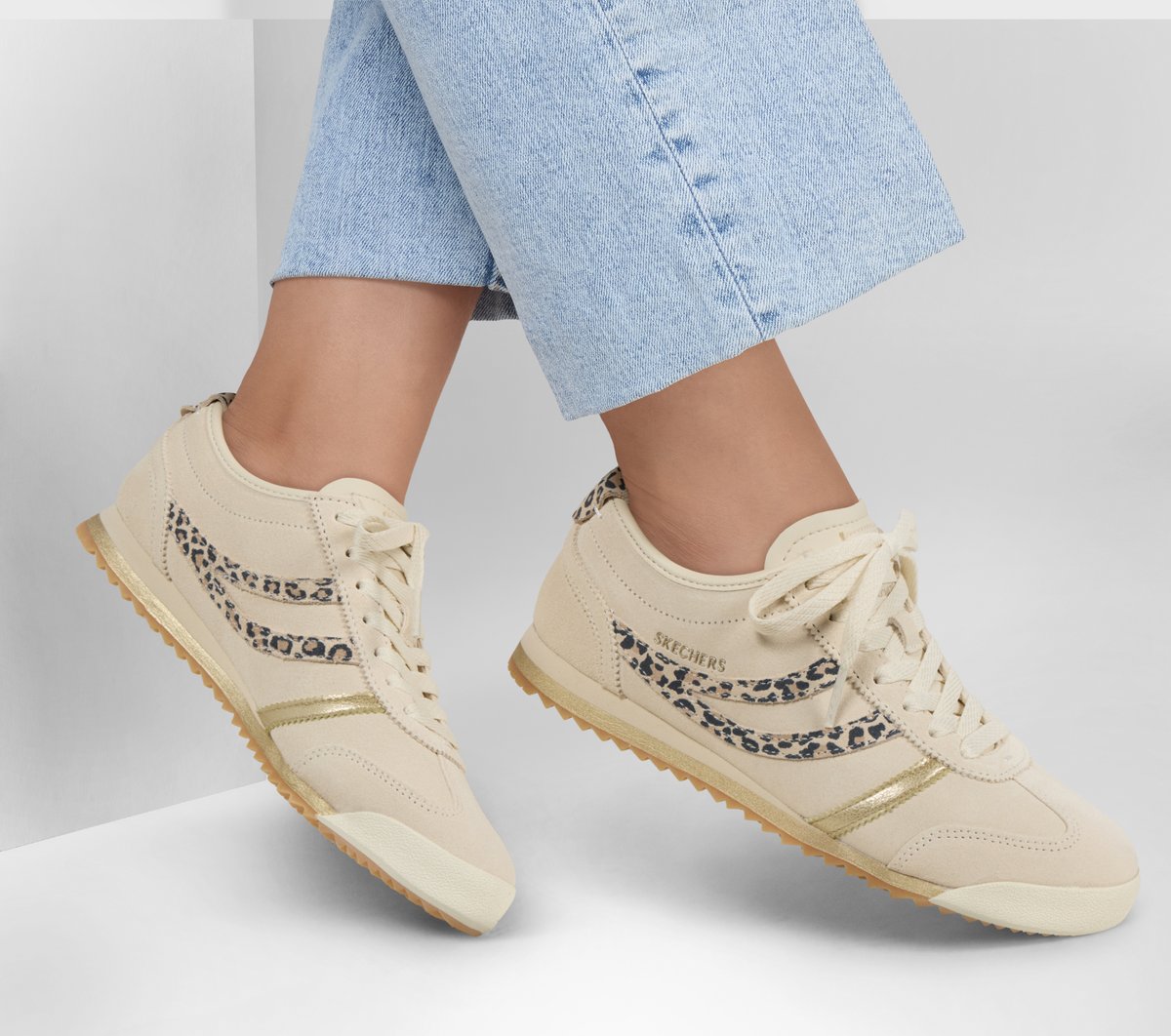 Skechers Donna Topnotch - Lively Leopard Sneaker In Naturale, Taglia 39.5 - 2
