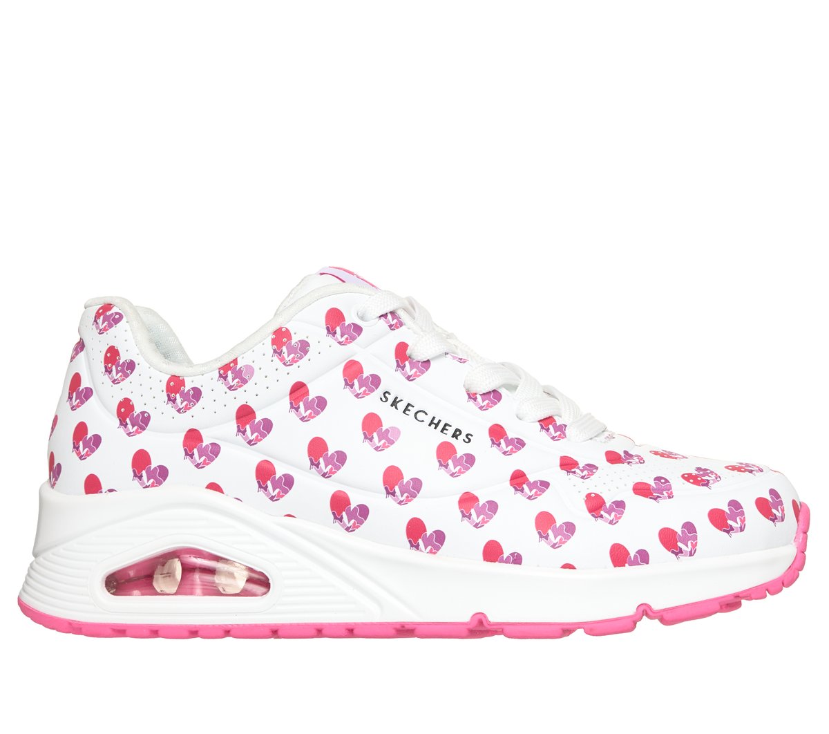 Skechers Jason Naylor: UNO - Live Life Colorfully en Blanco/Rosa, talla 39.5