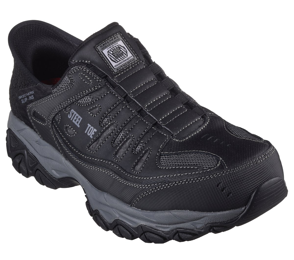 Men\'s 9.5 Skechers Work Slip-ins Cankton Steel Toe Shoes Boots Comfort All Black Skechers Work Cankton Safety Toe Work Shoe | Boot World main image 4