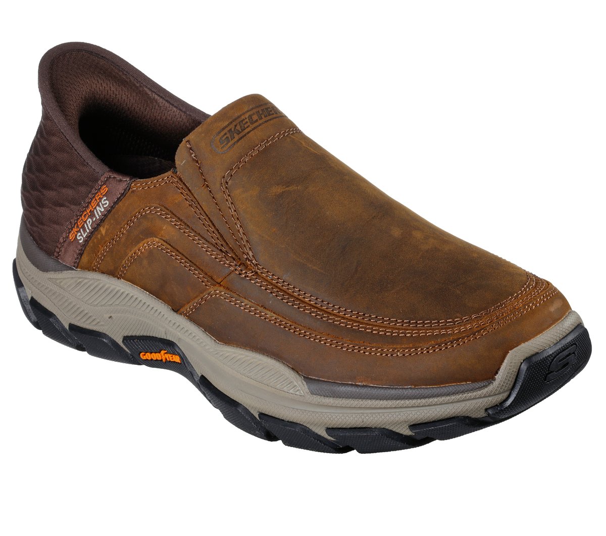 skechers mens brown dress shoes Men's Slip-Ins Respected brown leather skechers