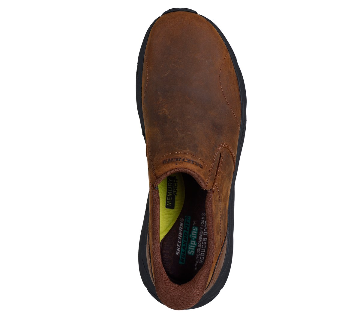 Skechers Brown Leather Slip On Shoes Relaxed Fit Air-Cooled Memory Foam Men Sz 7 Skechers Slip-ins RF: Respected - Elgin Brown Men main image 2
