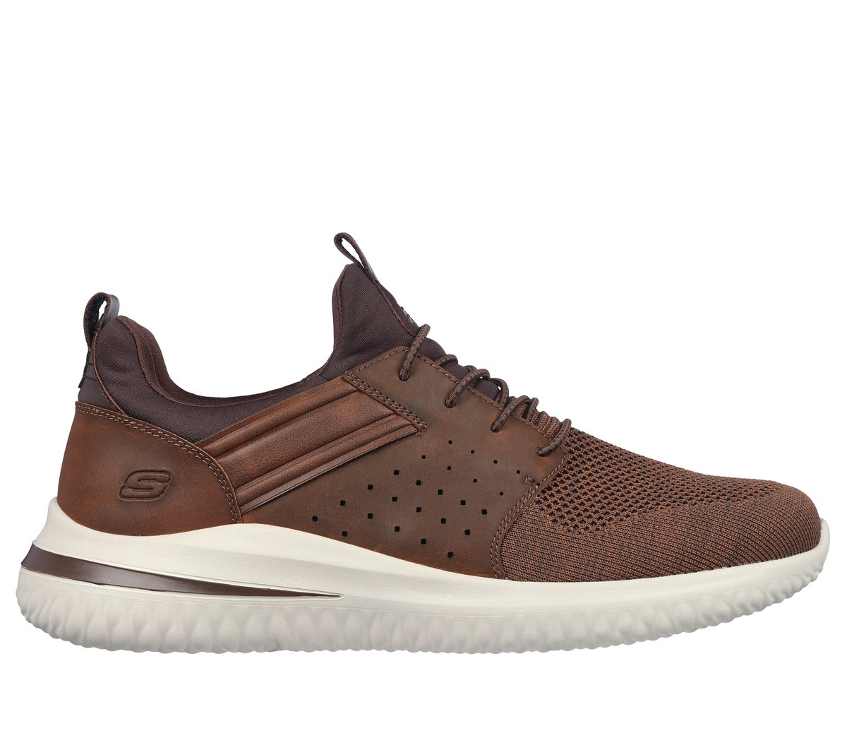 Skechers Men’s Delson 3.0 - Cicada Sneaker in Brown, Size 9.5 | Textile/Synthetic