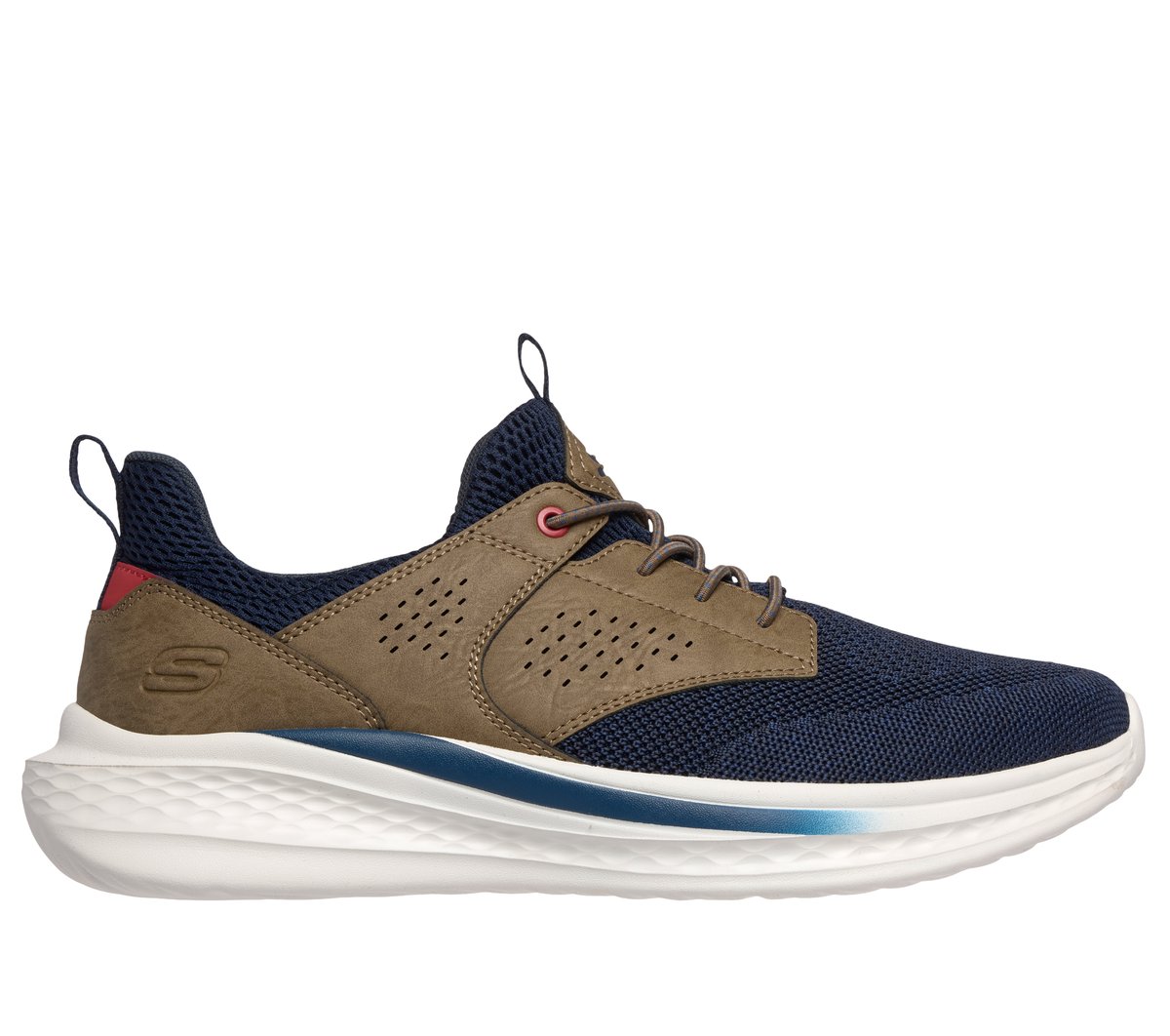 Skechers Relaxed Fit: Slade - Breyer en Navy/Marrón Bronceado, talla 39.5, Vegan