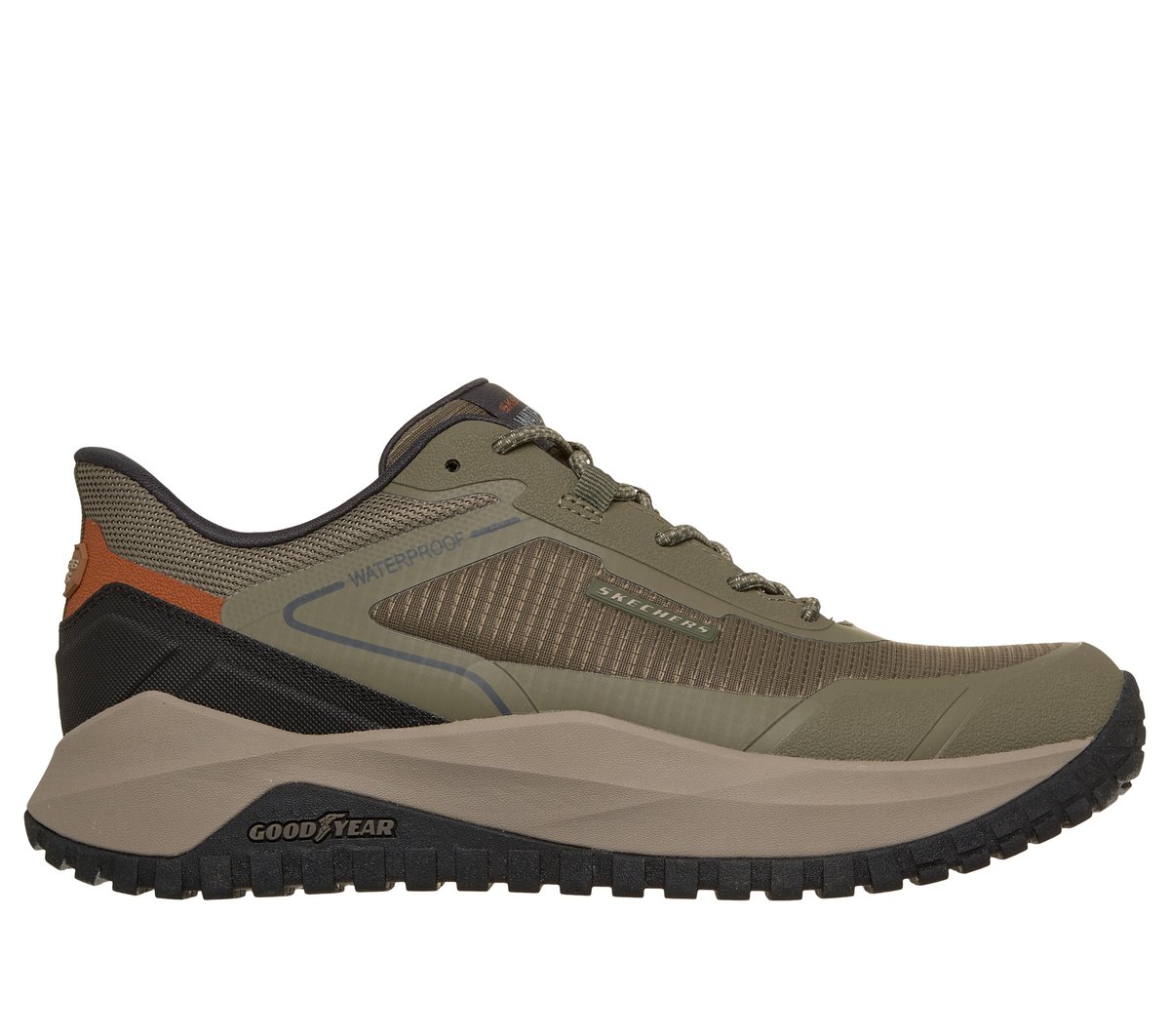 Skechers Muži Slip-ins Waterproof Relaxed Fit: Badger - Koda Shoes v Olivová, Velikost 39.5