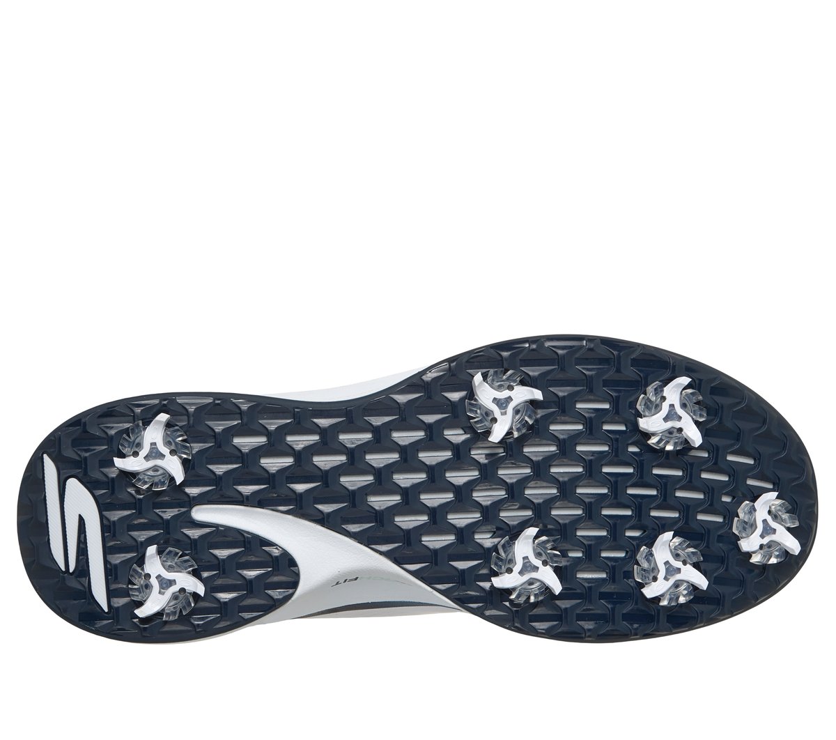 Skechers Slip-ins Golf Waterproof: Blade Tour - Fairway Heritage Moyen Width en Blanc/Bleu Marine, Arch Fit, Hyper Burst