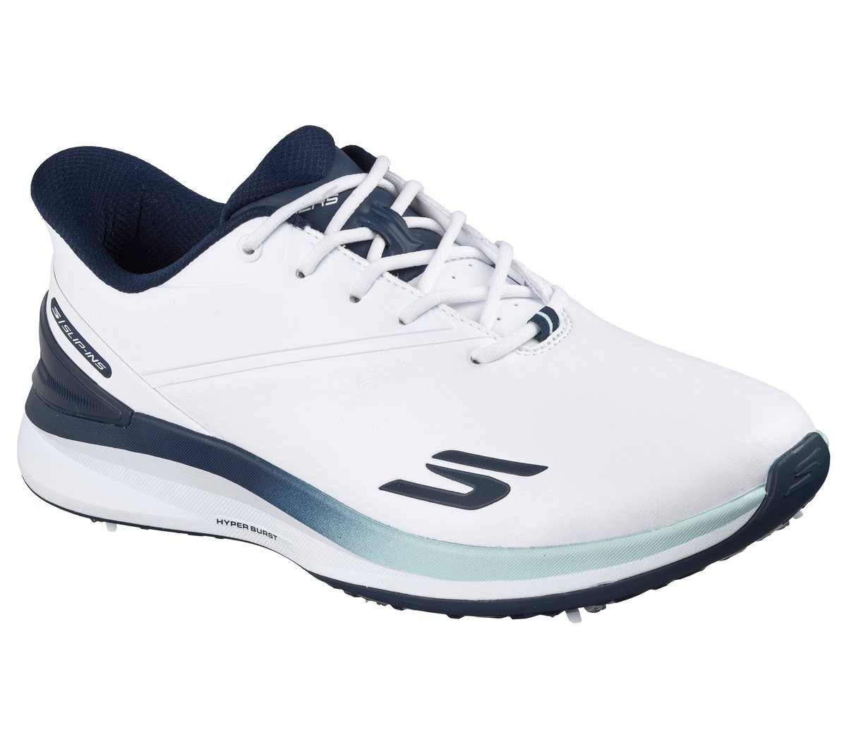 Skechers Slip-ins Golf Waterproof: Blade Tour - Fairway Heritage Moyen Width en Blanc/Bleu Marine, Arch Fit, Hyper Burst